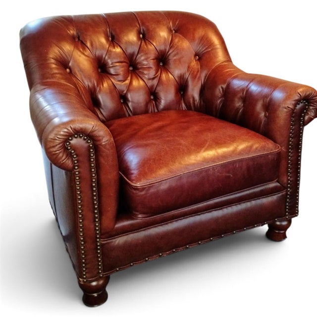 Elevate Your Living Space With This Timeless Chesterfield Sofa and Matching Club Chair Set. For Sale - Image 12 of 12