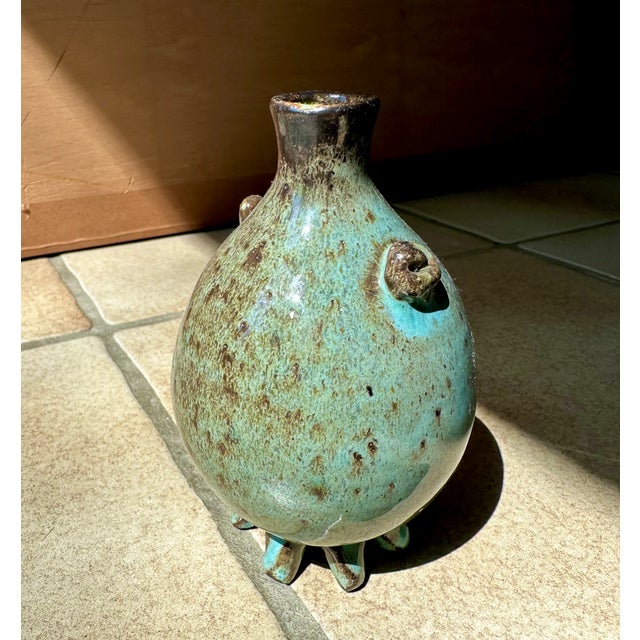 Small Sculptural Amphora-Shaped Studio Ceramic Art Vase on Feet, Italy, 1960s For Sale - Image 9 of 12