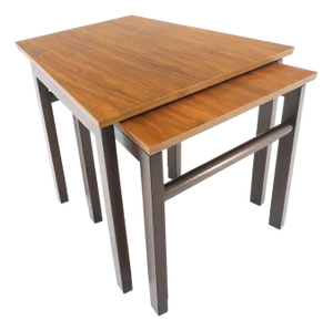 Set of Trapezoid Walnut Mid Century Modern Nesting Stacking End Side Tables MINT