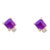 Square Purple Amethyst and Diamond Stud Earrings in 14k Gold Setting - 2 Pieces For Sale