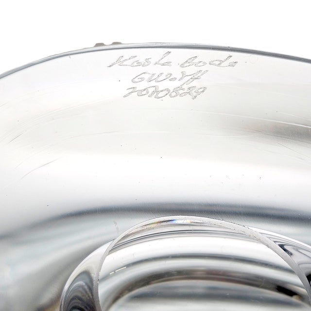 Transparent Göran Wärff for Kosta Boda Orchid Glass Dish – Signed 17.5" Sculptural Centerpiece Bowl, Sweden For Sale - Image 8 of 12
