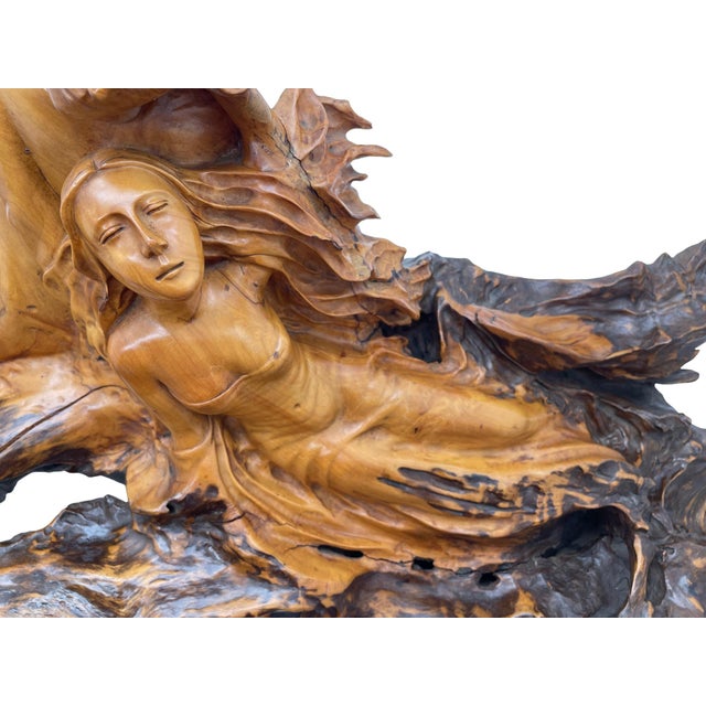 Large Carved Mahogany Sculpture of Two Reclining Women, Circa 1970s For Sale - Image 12 of 18
