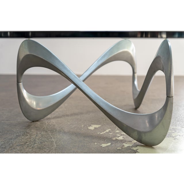 Vintage Model Snake Coffee Table in Aluminum and Glass by Knut Hesterberg for Ronald Schmitt, 1960s For Sale - Image 6 of 10
