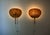 Large pair of bamboo and paper wall sconces mounted on a metal base by Ingo Maureur. Model: Uchiwa. Stamped Uchiwa. Wear...