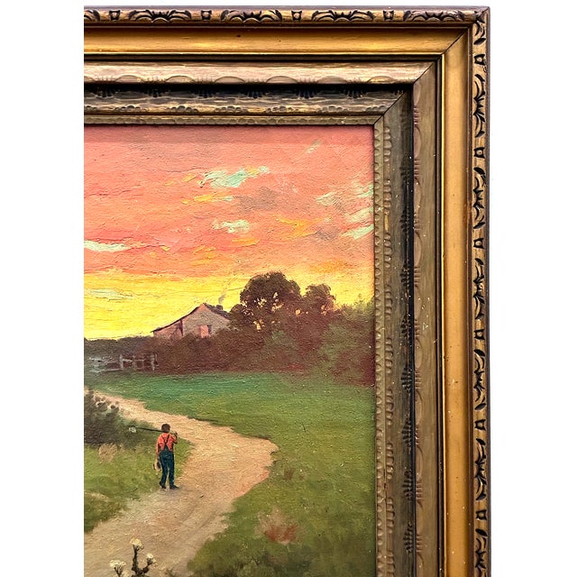 Early 20th Century An American Farm at Sunset by S. Salomon For Sale - Image 5 of 9