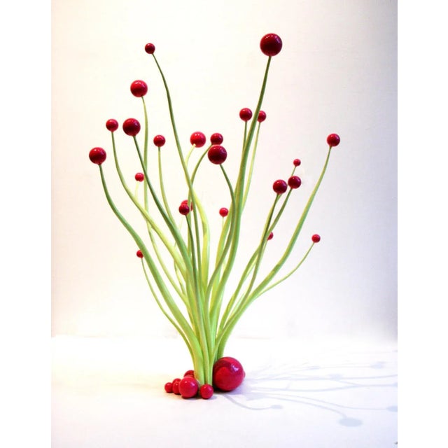 Contemporary Spaceballs, Green Fluorescent & Light Blue, Forged Steel Contemporary Sculpture, 2010 For Sale - Image 3 of 3