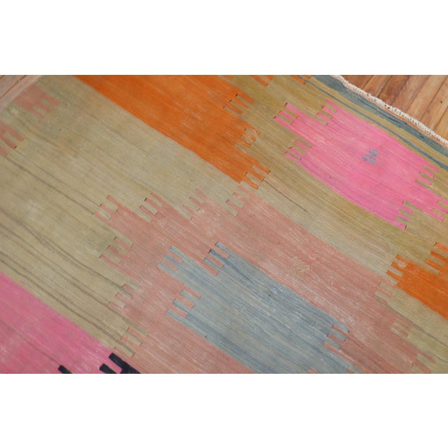 Pink Dazzling Room Size Turkish Kilim, Mid-20th Century For Sale - Image 8 of 18