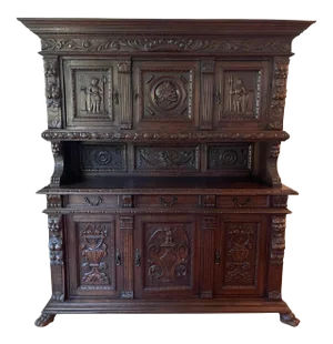 Italian Carved Renaissance Walnut Buffet, Late 19th Century