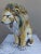 Vintage Italian Hamd painted Glazed Terracotta Lion. Stamped made in Italy on bottom.