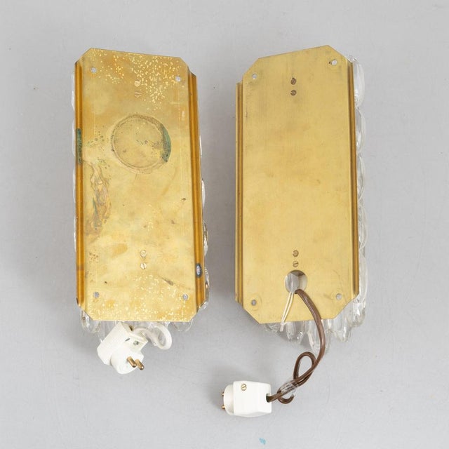 Glass and Brass Sconce by Carl Fagerlund for Orrefors, Sweden, 1960s For Sale - Image 6 of 7