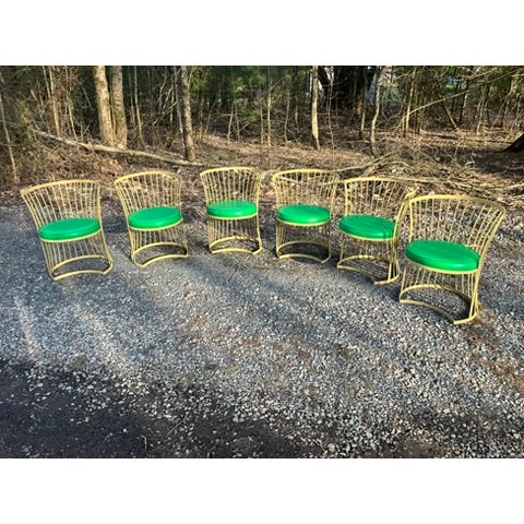 Vintage Iron Outdoor Dining Table and Chairs Set of 7 For Sale - Image 4 of 18