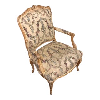 Late 19th Century King Louis XV Fauteuil Chair For Sale