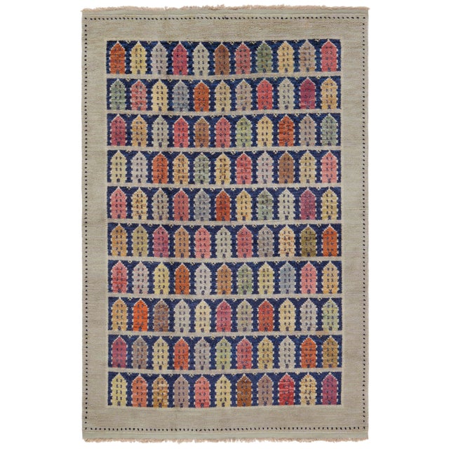 Doris Leslie Blau Rare Vintage Swedish 'Townhouse' Rug For Sale