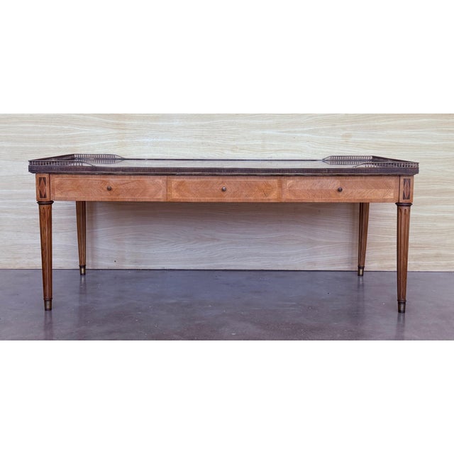 Early 20th Rectangular Bouillotte Table with Fluted Legs and Drawers For Sale - Image 17 of 18