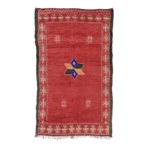 Vintage Berber Red Taznakht Moroccan Rug - 06'06 X 10'05