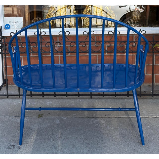 Royal Blue Enamel Aluminum Windsor Bench For Sale In Los Angeles - Image 6 of 6