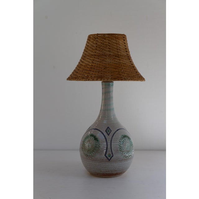 Danish Modern Blue and Green Ceramic Table Lamp by Søholm, 1960s For Sale - Image 10 of 16