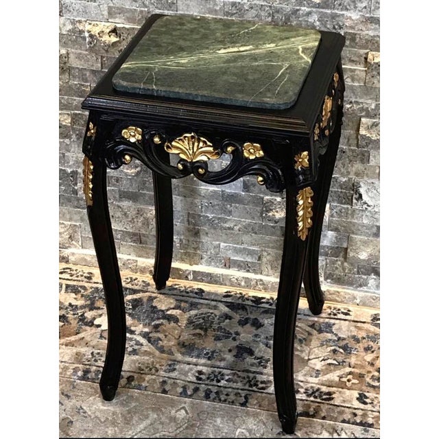 Louis XV Black End Table, Antique Vintage Furniture Reproduction
