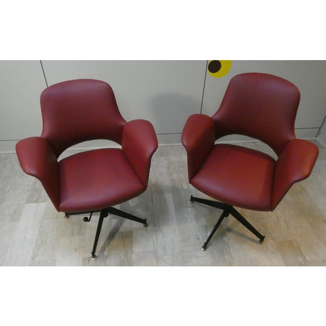 Mid-Century Modern Vintage Vinyl Swivel Chairs, 1960s, Set of 2 For Sale - Image 3 of 15