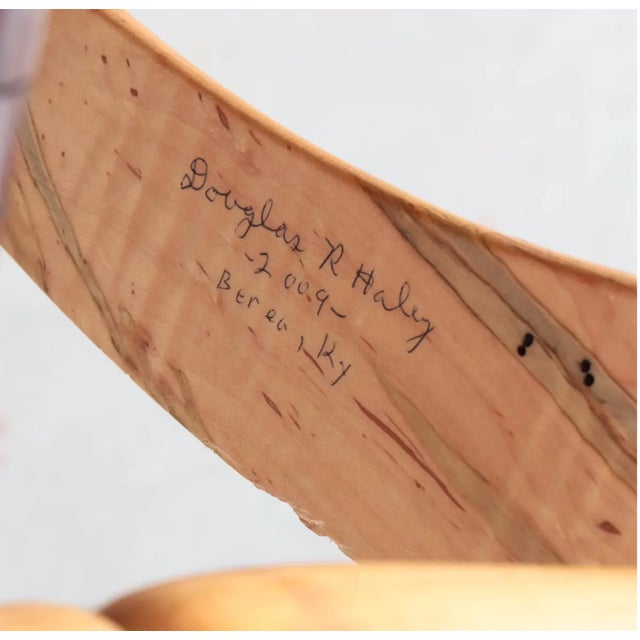 Sam Maloof Style Studio Crafted Solid Spalted Maple and Woven Leather Rocking Chair For Sale - Image 13 of 14