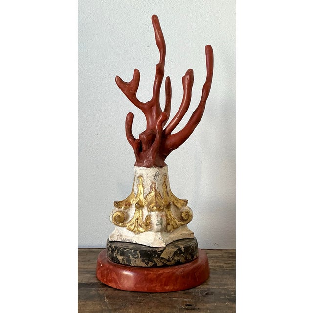 Vintage Italian Scagliola Artisanal Pigmented Plaster Coral Branch For Sale - Image 11 of 12