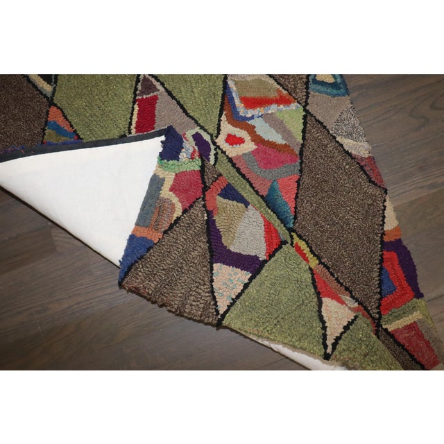 American Early 20th Century Zabihi Collection Dazzling American Hooked Small Rug - 2'4" x 5'1" For Sale - Image 3 of 6