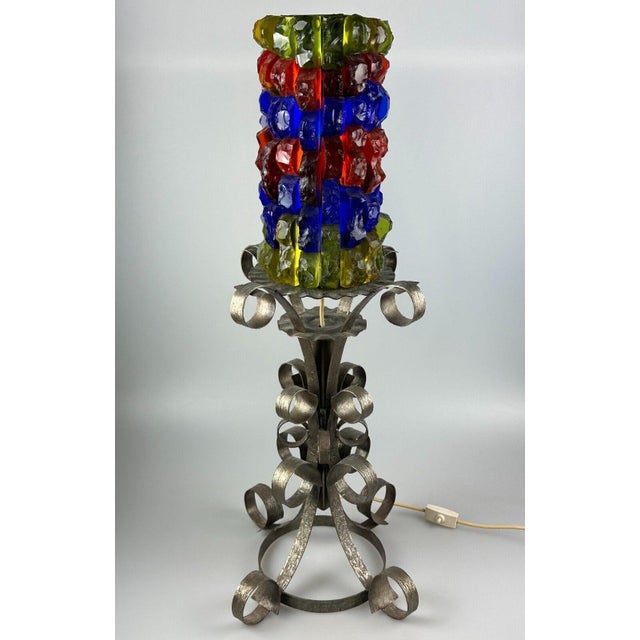 Brutalist Floor Lamp in Iron & Glass, 1970s For Sale - Image 4 of 18