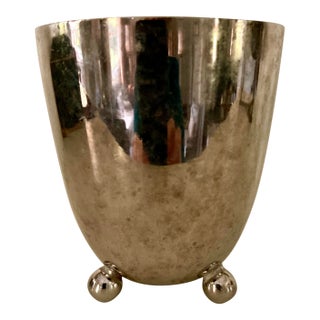 Vintage Modern Silver Metal Cup With Three Round Ball Feet For Sale