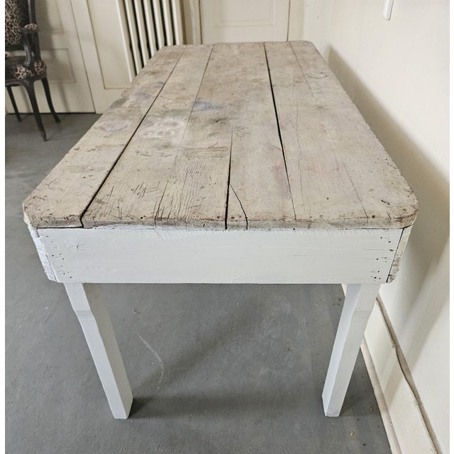 American Antique Farmhouse / Art Table For Sale - Image 3 of 10