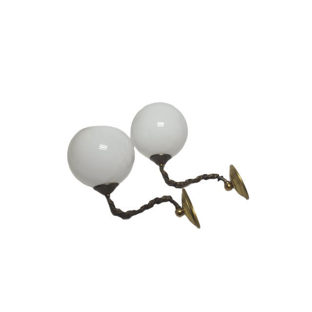 The wall lamp was produced in Poland in the 1950s. It is preserved in good condition. Up to 250V (Europe/UK Standard).The...