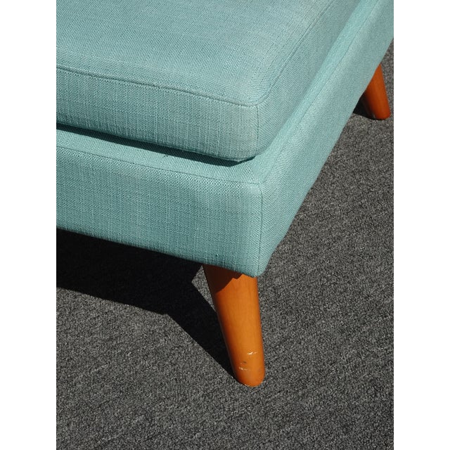 Vintage Mid Century Blue Ottoman Bench Footstool Stool For Sale In Los Angeles - Image 6 of 10