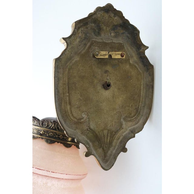 Antique Gothic Revival Bronze Dragon or Griffin Wall Sconce with Pink Glass Shade, Early 20th Century For Sale - Image 11 of 16