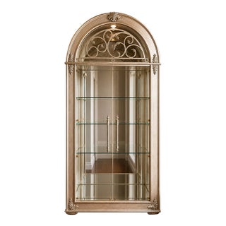 Henredon - Monumental Gold & Silver Leaf Arched Display Vitrines X3 For Sale