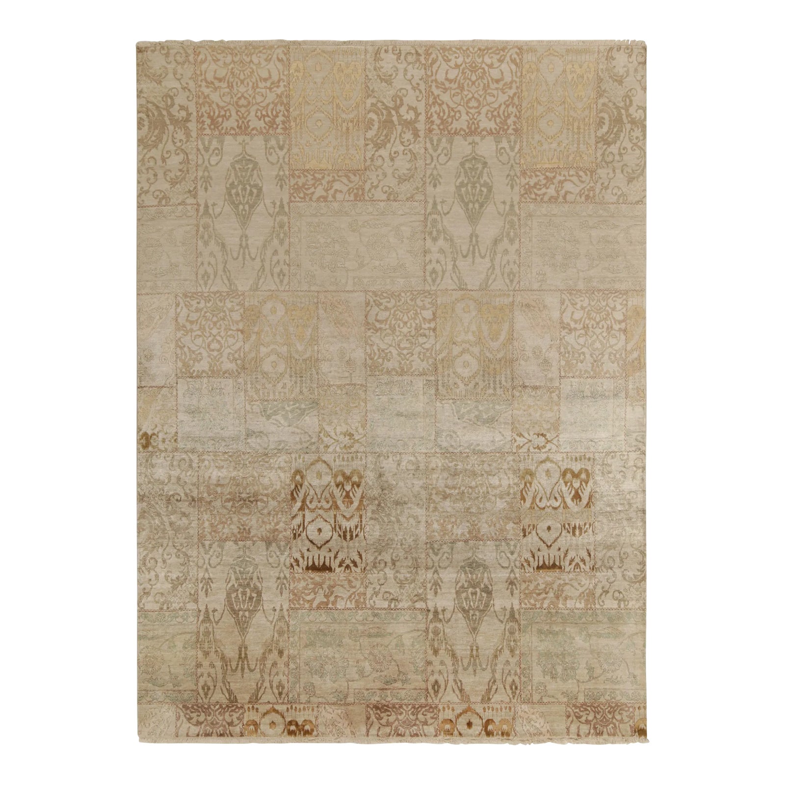 Rug & Kilim’s Classic Style Rug in Beige-Brown, Gold Ikats Pattern ...