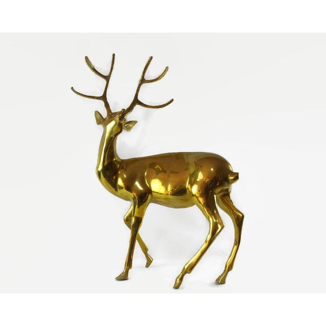 1970s Hollywood Regency Brass Posing Deer Statue Chairish