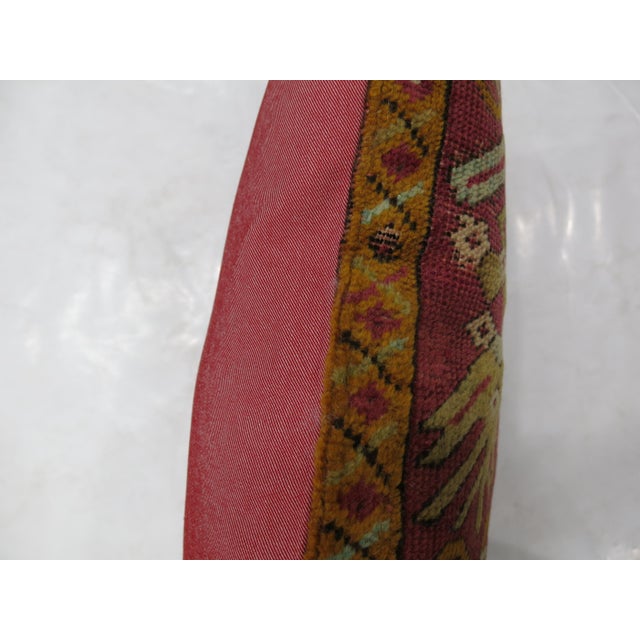 Late 20th Century Raspberry Turkish Rug Pillow For Sale - Image 5 of 5