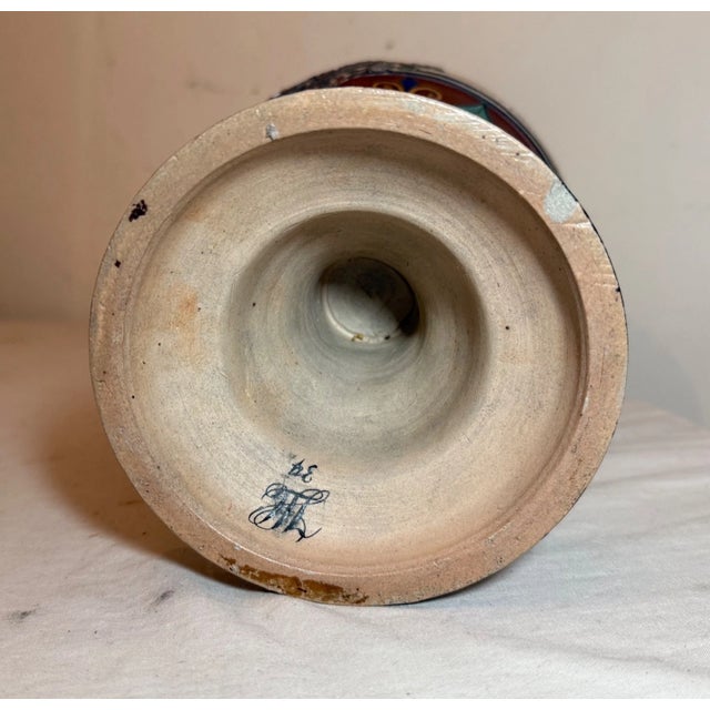 Huge Antique Handmade Armorial German Painted Pottery Beer Pitcher Stein Ewer For Sale - Image 17 of 18