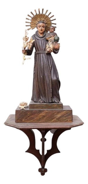 Traditional Saint Figure in Hand-Painted Wood, 1950