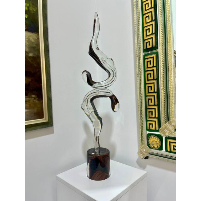 Fabulous Pair of Gymnasts or Acrobats Sculpted out of Murano Glass by one of Murano's top Masters. Measures 31" tall,...