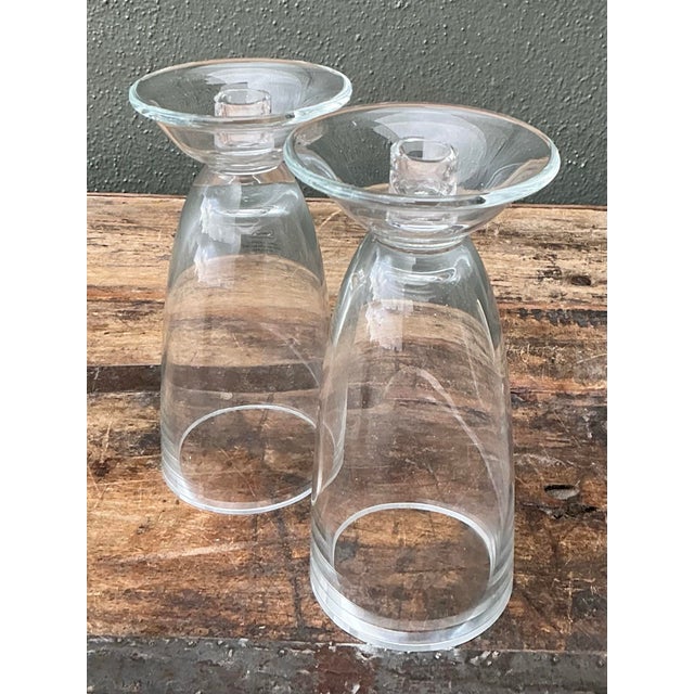 Vintage Michael Graves Glass Candlesticks - A Pair For Sale - Image 12 of 12