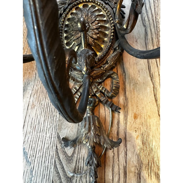 Vintage Morant & Co. London Three Arm Brass Wall Sconces - a Pair For Sale - Image 10 of 11