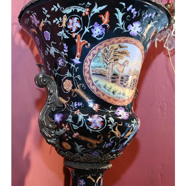 French Porcelain Campana Urns, Set of 2 For Sale - Image 6 of 9