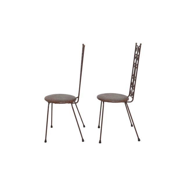 Mid 20th Century Pair of Iron Scroll Side Chairs For Sale - Image 4 of 8