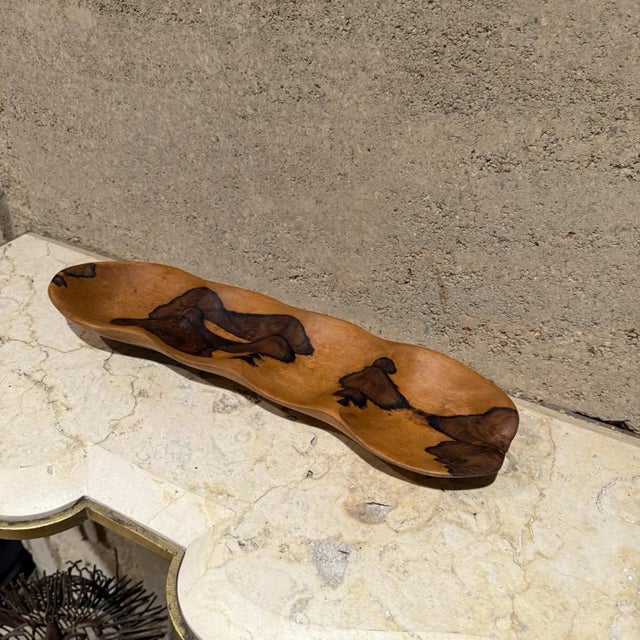 Tan Handcarved Wood Bowl by M Everett Belize 2013 Modern For Sale - Image 8 of 9