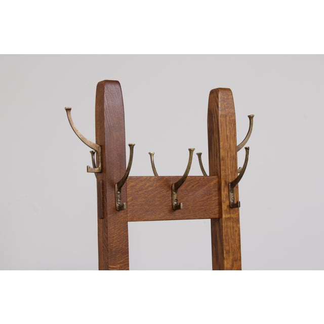 Wood Stickley Mission Oak Double Coat Rack Hall Tree For Sale - Image 7 of 17