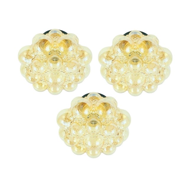 Mid-Century Amber Bubble Glass Flush Mounts by Helena Tynell for Limburg, Germany, 1970s For Sale - Image 11 of 11
