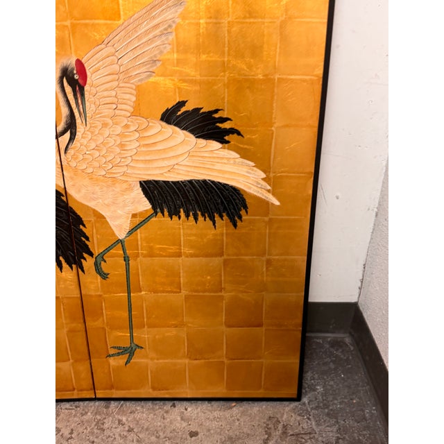 Late 20th Century Chinese Two-Panel Screen With Cranes For Sale - Image 11 of 11