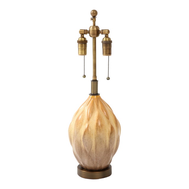 Mid 20th Century Gourd Shaped Ceramic Lamp in the style of Axel Salto For Sale