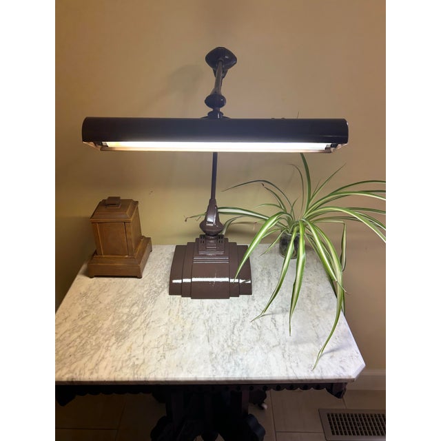 Mid-Century Modern Vintage, Brown Flexo Line, Adjustable, Articulating, Drafting Lamp, 1940’s-1950’s, Made by the Art Specialty Co., in Chicago, Ill For Sale - Image 3 of 12
