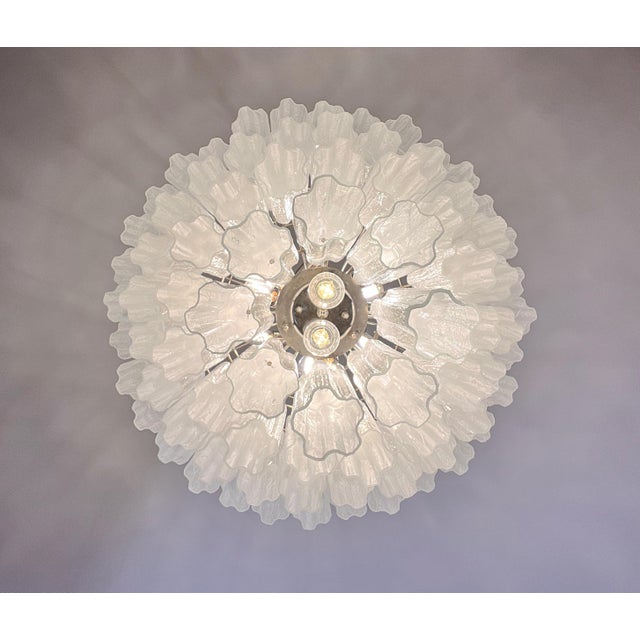 Vintage Murano Glass Tiered Chandelier with White Alabaster Glass Tube, 1990s For Sale - Image 10 of 15